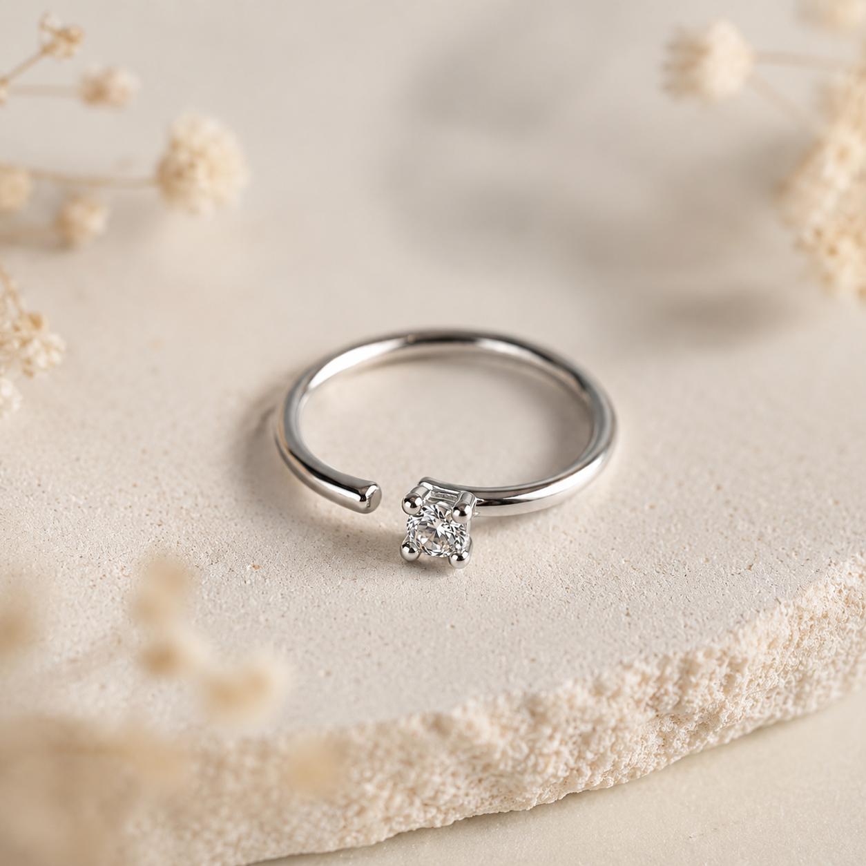 925 Sterling Silver Solitaire Cz Open Hoop Nose Ring